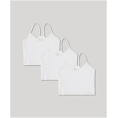 Pact Women's Organic Cotton Everyday Shelf Bra Cropped Camisole 3-Pack