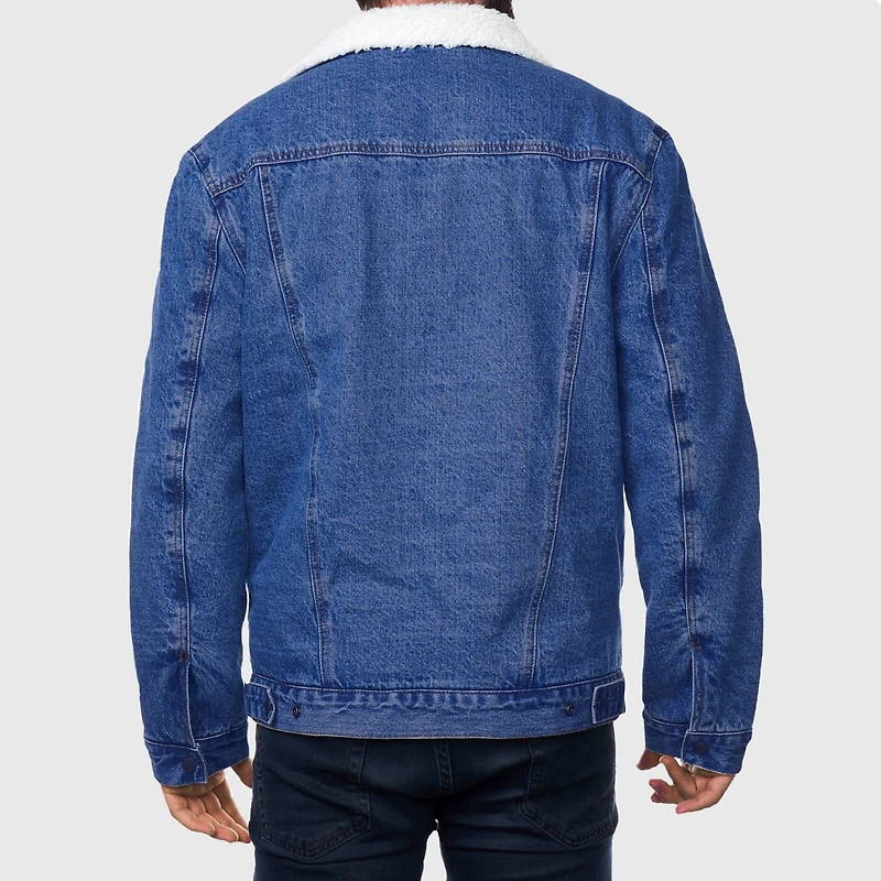 Alpine Swiss Men's Sherpa Lined Denim Jacket Classic Button Up Jean Trucker Coat