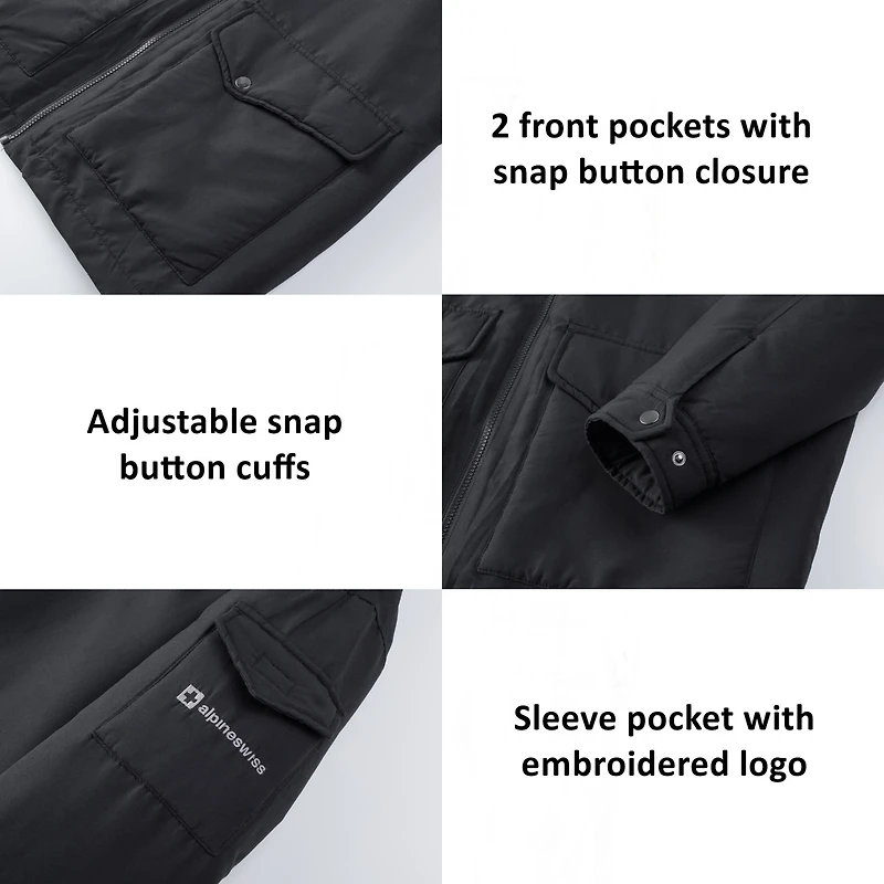 Alpine Swiss Mens Sherpa Lined Parka Hooded Winter Coat Cargo Utility Jacket