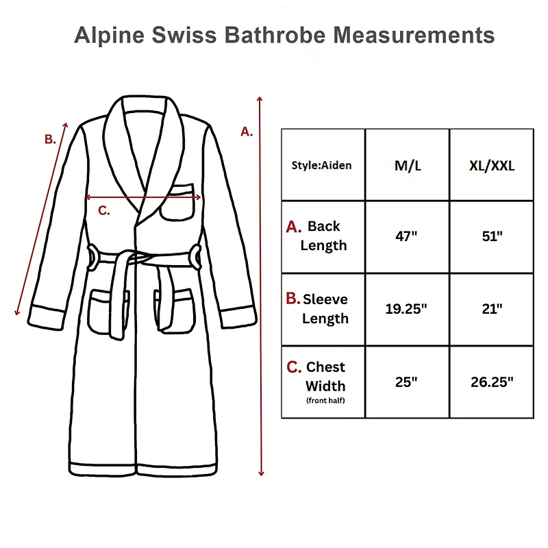 Alpine Swiss Pure Cotton Men Terry Cloth Bathrobe Super Absorbent Hotel Spa Robe