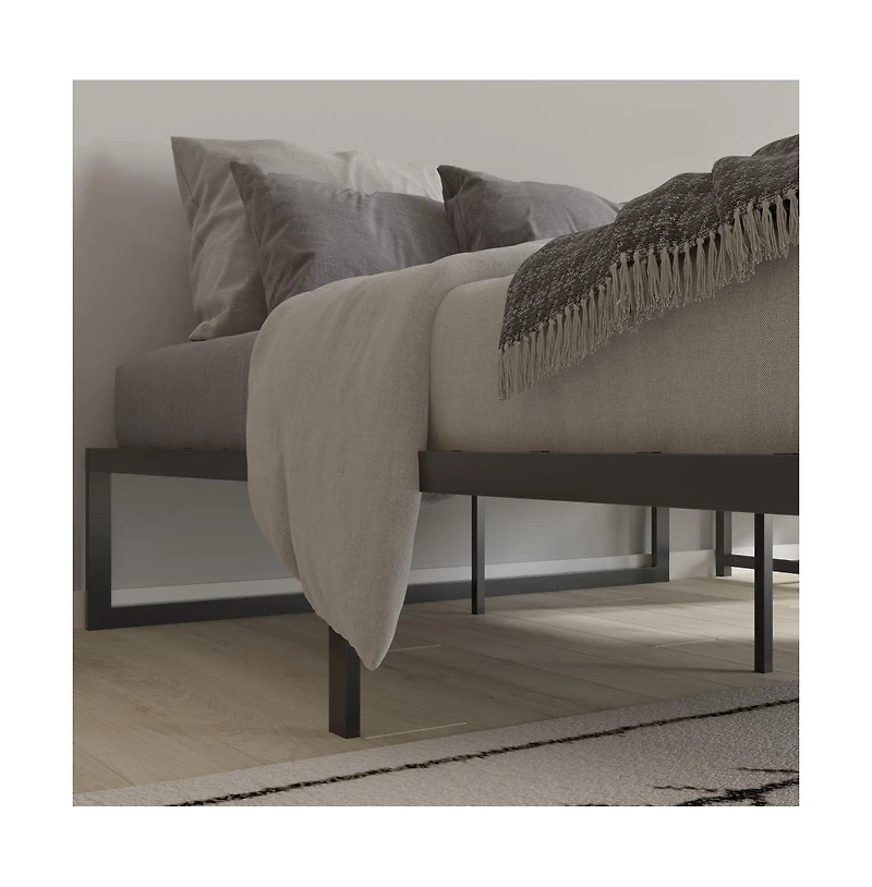 Merrick Lane Varallo 14 Inch Steel Bed Frame With Steel Slat Support For Any Mattress (No Box Spring Required)