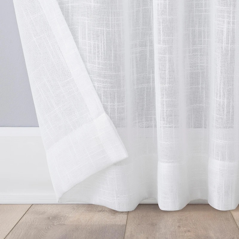 Ceri Linen Texture Jute Tabs Semi-Sheer Tab Top Curtain Panel