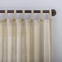 Ceri Linen Texture Jute Tabs Semi-Sheer Tab Top Curtain Panel