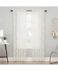 Ariella Floral Lace Sheer Rod Pocket Curtain Panel