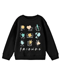 Friends Boys Tv Show Icons Line Art Youth Black Long Sleeve Shirt