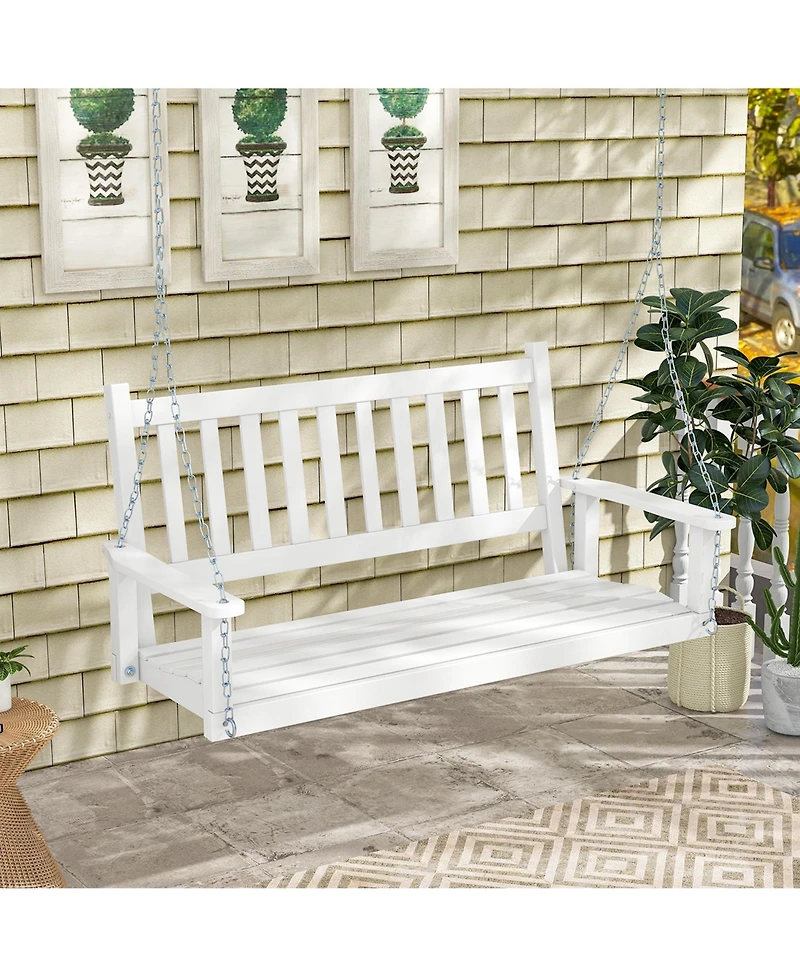 Costway 3-Person Wooden Outdoor Porch Swing Heavy Duty Patio Hanging Bench Chair