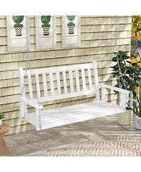 Costway 3-Person Wooden Outdoor Porch Swing Heavy Duty Patio Hanging Bench Chair