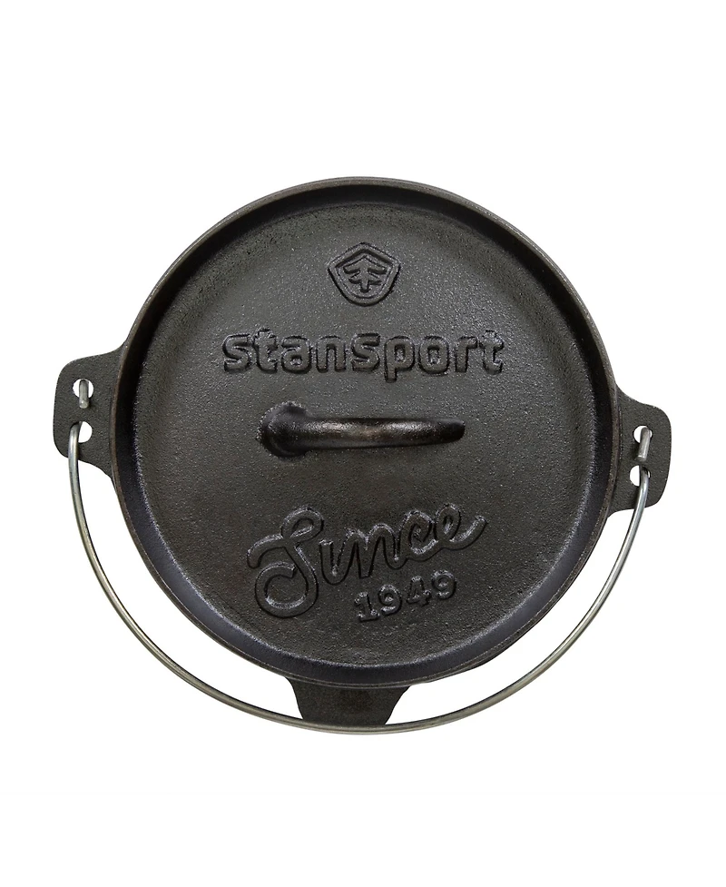 Stansport Cast Pre-Seasoned Iron Dutch Oven - 4 Qt Flat Bottom