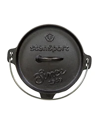 Stansport Cast Pre-Seasoned Iron Dutch Oven - 4 Qt Flat Bottom