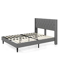 Full Size Upholstered Platform Bed with Button Tufted Headboard-Full Size