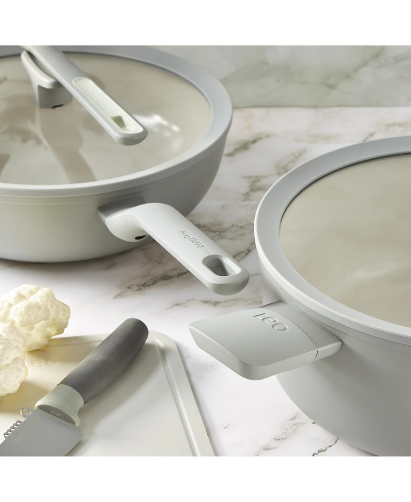 BergHOFF Balance 4Pc Non-stick Ceramic Stockpot and Wok Pan Set, Glass Lids, Recycled Aluminum