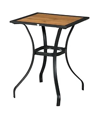 Outsunny 28" Outdoor Table, Faux Wood Garden Table, Brown