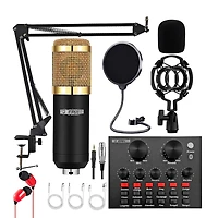 5 Core Recording Microphone Podcast Bundle • Professional Condenser Cardioid Mic Kit • w Boom Arm Rm 8 Bg