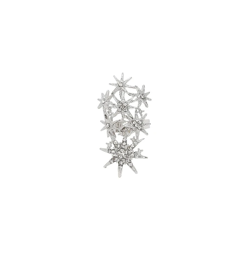Sohi Women's Silver Celestrial Cocktail Ring