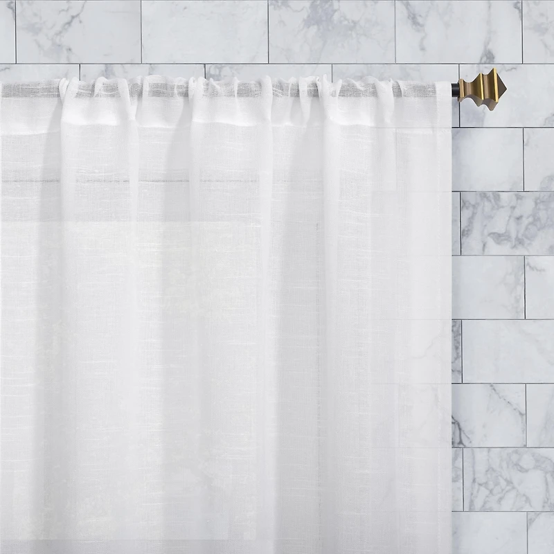 Slub Textured Linen Blend Cafe Curtain Pair