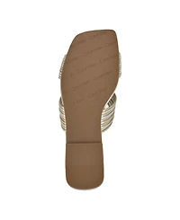 Calvin Klein Women's Mavin Square Toe Slip-On Flat Sandals