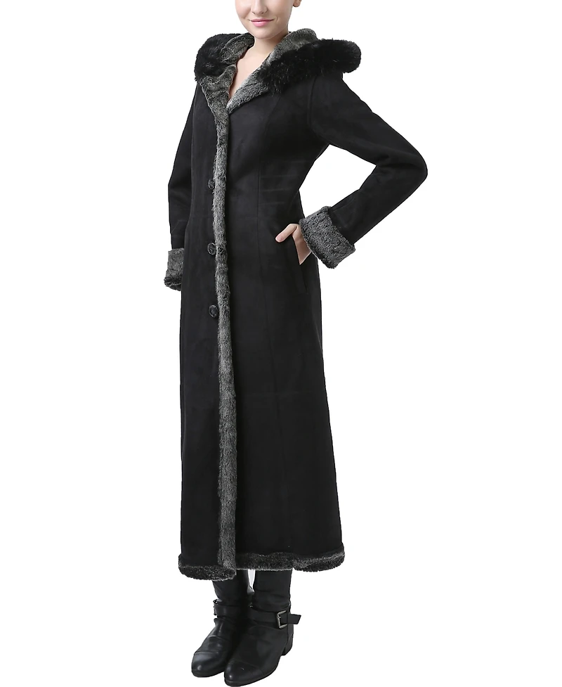 Bgsd Women's Gianna Hooded Faux Shearling Long Coat