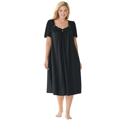 Only Necessities Women's Short Silky Lace-Trim Gown