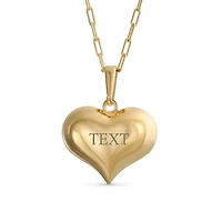 Bling Jewelry Simple Plain Large Heart Shape Pendant Necklace Gold Plated