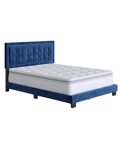 Pisa Velvet Upholstered Platform Bed Frame with Adjustable Headboard - Boyd Sleep