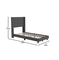 Percy Modern Platform Bed With Padded Channel Stitched Upholstered Wingback Headboard