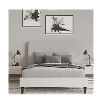 Merrick Lane Remi Platform Bed With Headboard - Upholstered Frame - 14 Wooden Slats