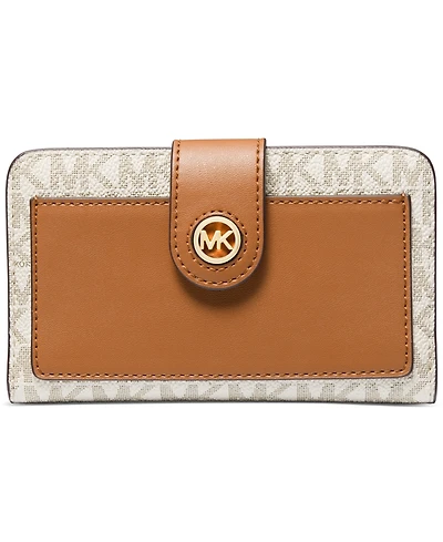 Michael Kors Charm Logo Medium Tab Pocket Bifold Wallet