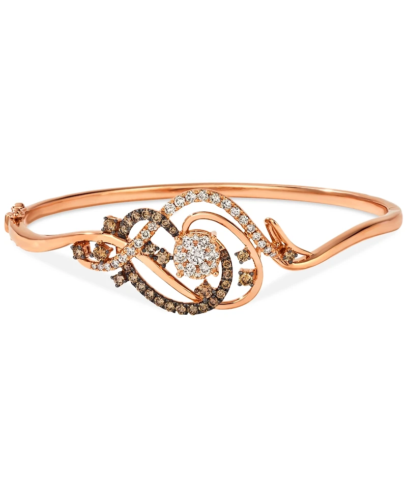 Le Vian Crazy Collection Chocolate Diamond & Nude Diamond Bangle Bracelet (1-1/2 ct. t.w.) in 14k Rose Gold
