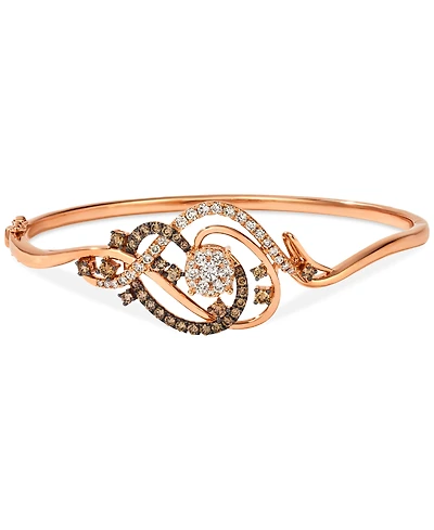 Le Vian Crazy Collection Chocolate Diamond & Nude Diamond Bangle Bracelet (1-1/2 ct. t.w.) in 14k Rose Gold