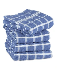 Design Imports Basic Terry Collection Windowpane Dishtowel Set, 16x26", Stonewash Blue Check, 4 Piece
