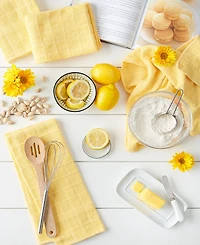 Design Imports Basic Terry Collection Windowpane Dishtowel Set, 16x26", Yellow Solid, 4 Piece