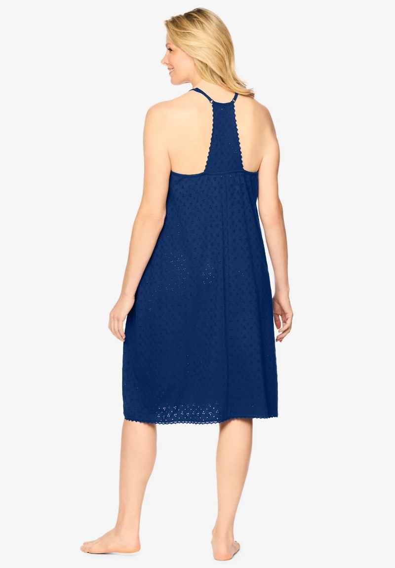 Dreams & Co. Women's Breezy Eyelet Short Nightgown