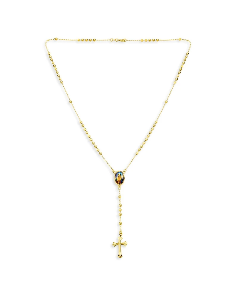 Bling Jewelry Catholic Christian Prayer Rosario Cross Catholic Virgin Mother Mary Rosary Beads Necklace 18K Gold Plated Brass