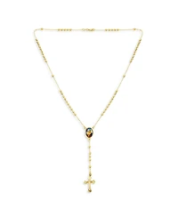 Bling Jewelry Catholic Christian Prayer Rosario Cross Catholic Virgin Mother Mary Rosary Beads Necklace 18K Gold Plated Brass