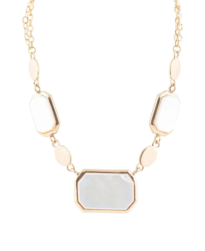 Barse Bold Genuine White Mother of Pearl Abstract Statement Necklace