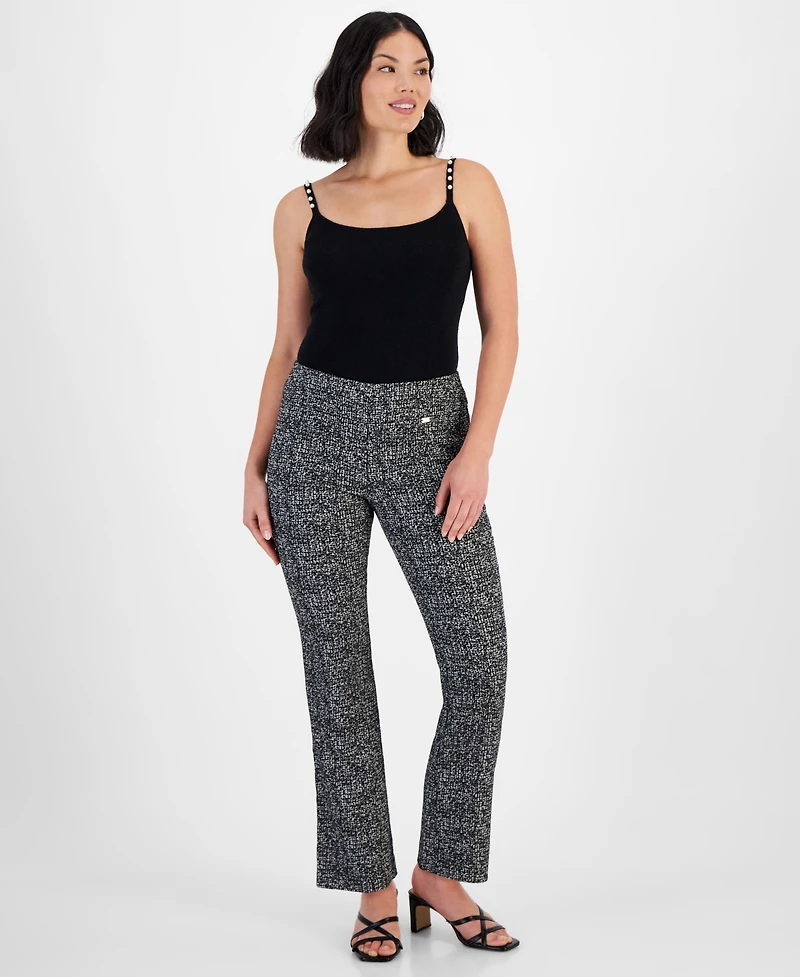 I.n.c. International Concepts Petite Mid Rise Mini-Bootcut Jacquard Pants, Created for Macy's