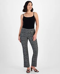 I.n.c. International Concepts Petite Mid Rise Mini-Bootcut Jacquard Pants, Created for Macy's