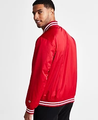 Champion Men's Classic Logo Striped-Trim Varsity Jacket