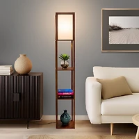 Maxwell 63" Led Shelf Column Floor Lamp with Lantern Shade