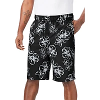 KingSize Big & Tall Hibiscus Print 8" Swim Trunks