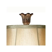 Regency Hill Traditional Table Lamp Urn 25.5" High Two Tone Bronze Off White Bell Shade for Living Room Family Bedroom Bedside Nightstand
