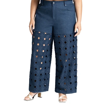 Eloquii Women's Plus Circular Cutout Denim Pant