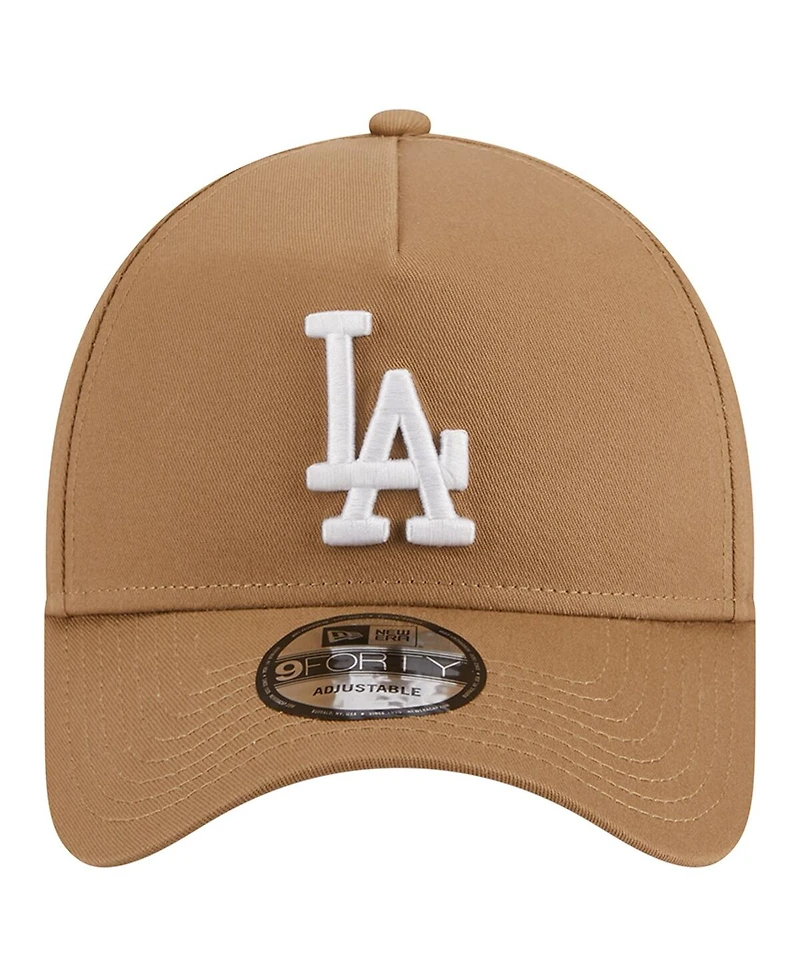 New Era Men's Khaki Los Angeles Dodgers A-Frame 9FORTY Adjustable Hat