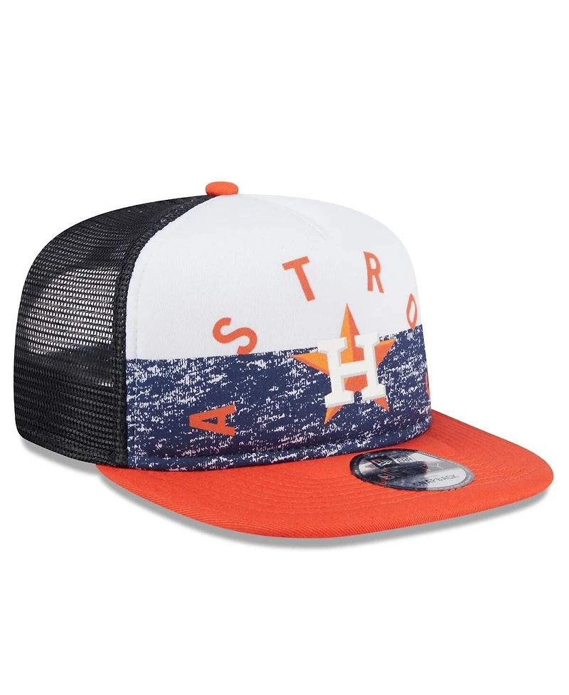 New Era Men's White/Orange Houston Astros Team Foam Front A-Frame Trucker 9FIFTY Snapback Hat