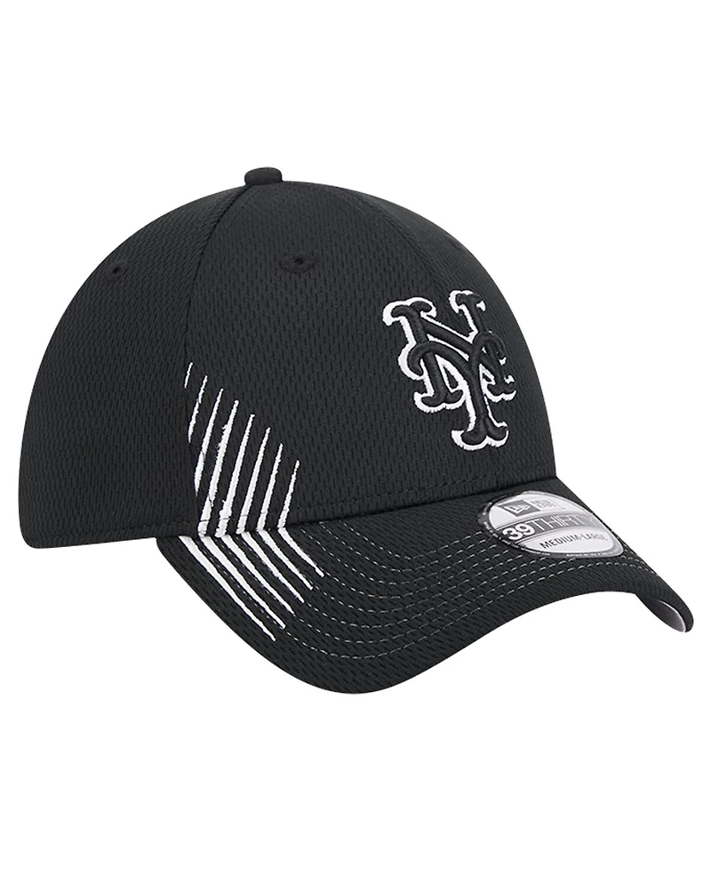 New Era Men's Black York Mets Active Dash Mark 39THIRTY Flex Hat