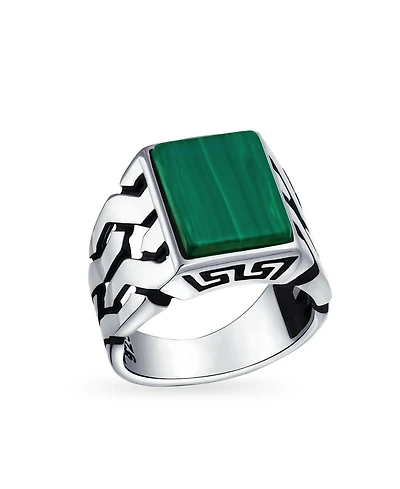 Bling Jewelry Cuban Curb Link Chain Band Rectangle Signet Ring Sterling Silver