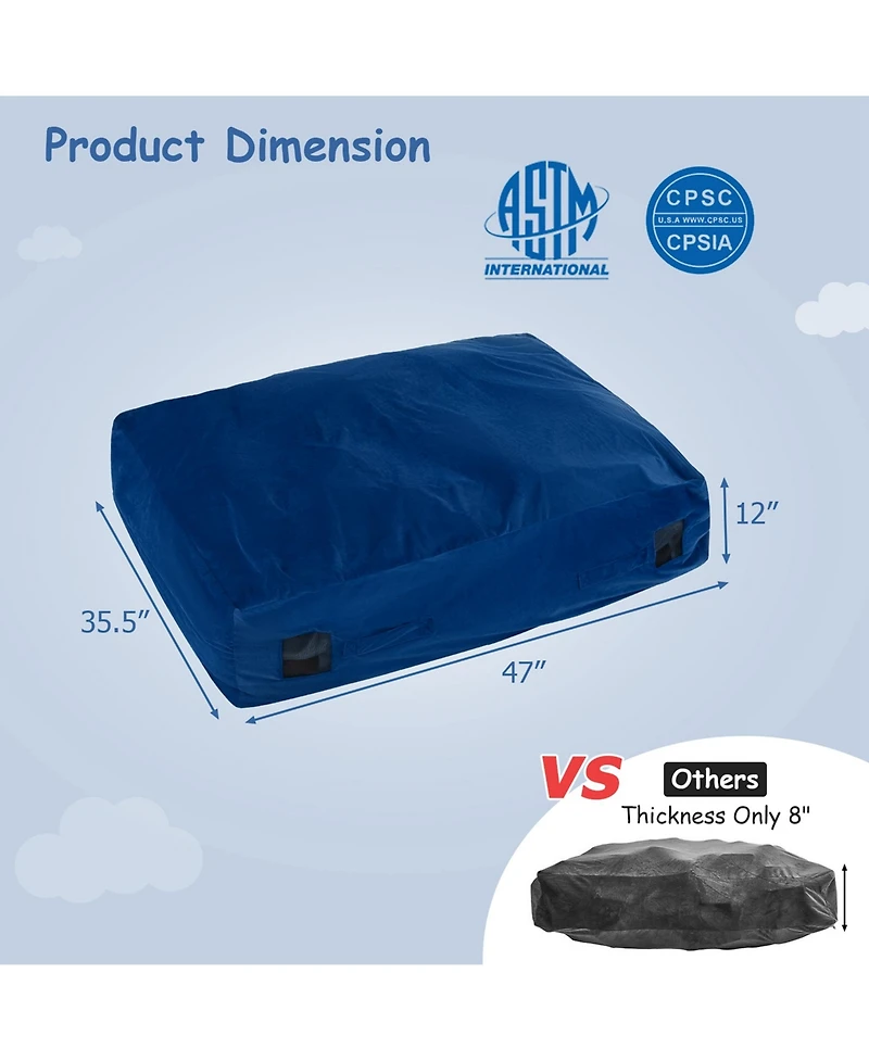 47" x 35.5" Crash Pad Sensory Mat with Foam Blocks and Washable Velvet Cover