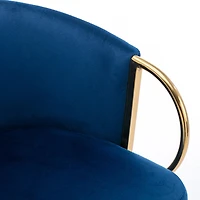 Streamdale Furniture 30 Inch Set Of 2 Bar Stools, With Chrome Footrest And Base Velvet + Golden Leg Simple Barstool, Blue