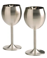 Rsvp International Endurance Stainless Steel Wine Glass Set 2 Piece 3x3x7"