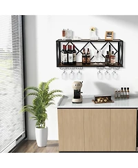 Wall Mounted Wine Rack for 39 Bottles and 12 Glasses